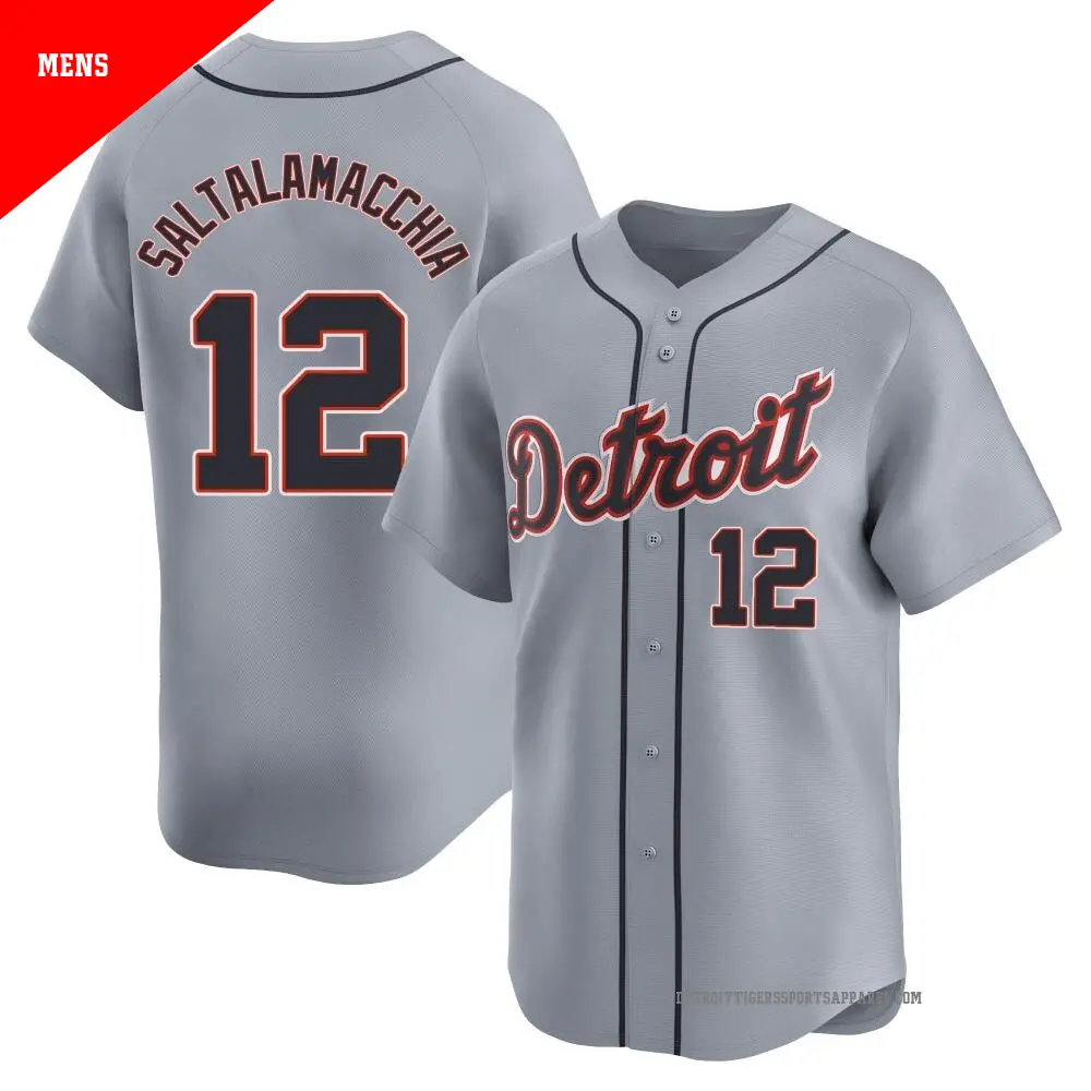Men's ＃12 Jarrod Saltalamacchia Detroit Tigers Gray Limited Road Jersey