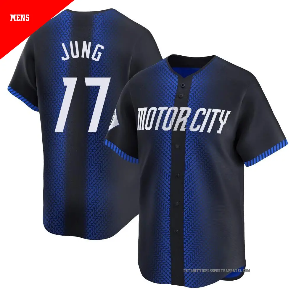Men's ＃17 Jace Jung Detroit Tigers Blue Limited 2024 City Connect Jersey