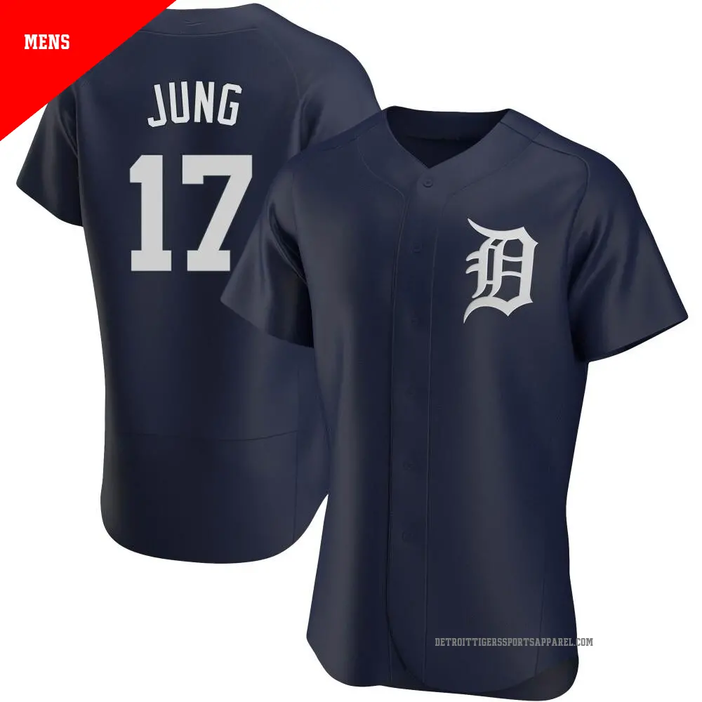 Men's ＃17 Jace Jung Detroit Tigers Navy Authentic Alternate Jersey