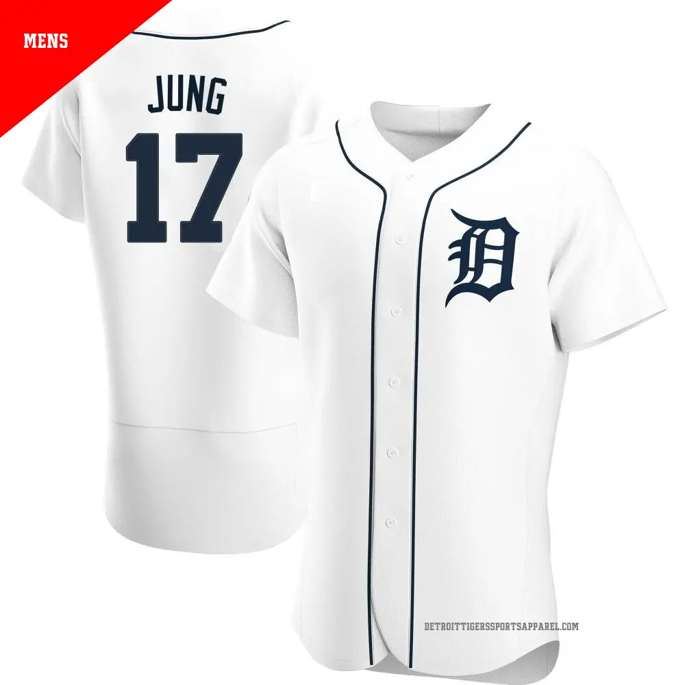 Men's ＃17 Jace Jung Detroit Tigers White Authentic Home Jersey