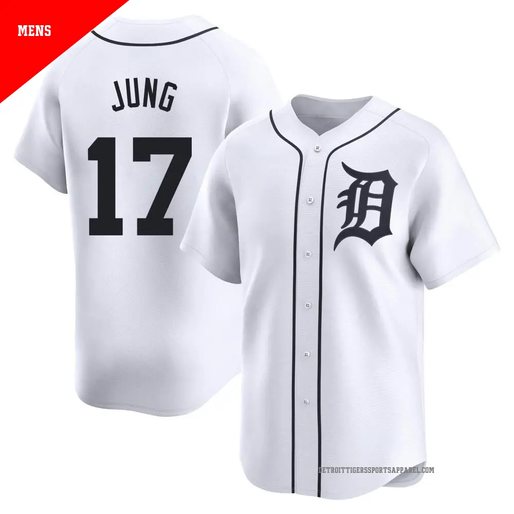 Men's ＃17 Jace Jung Detroit Tigers White Limited Home Jersey