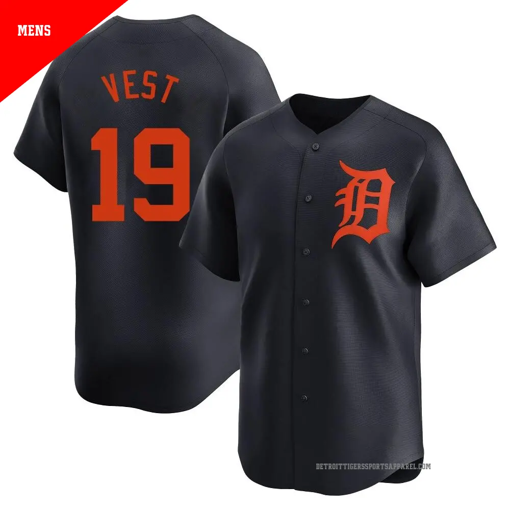 Men's ＃19 Will Vest Detroit Tigers Navy Limited Alternate Jersey