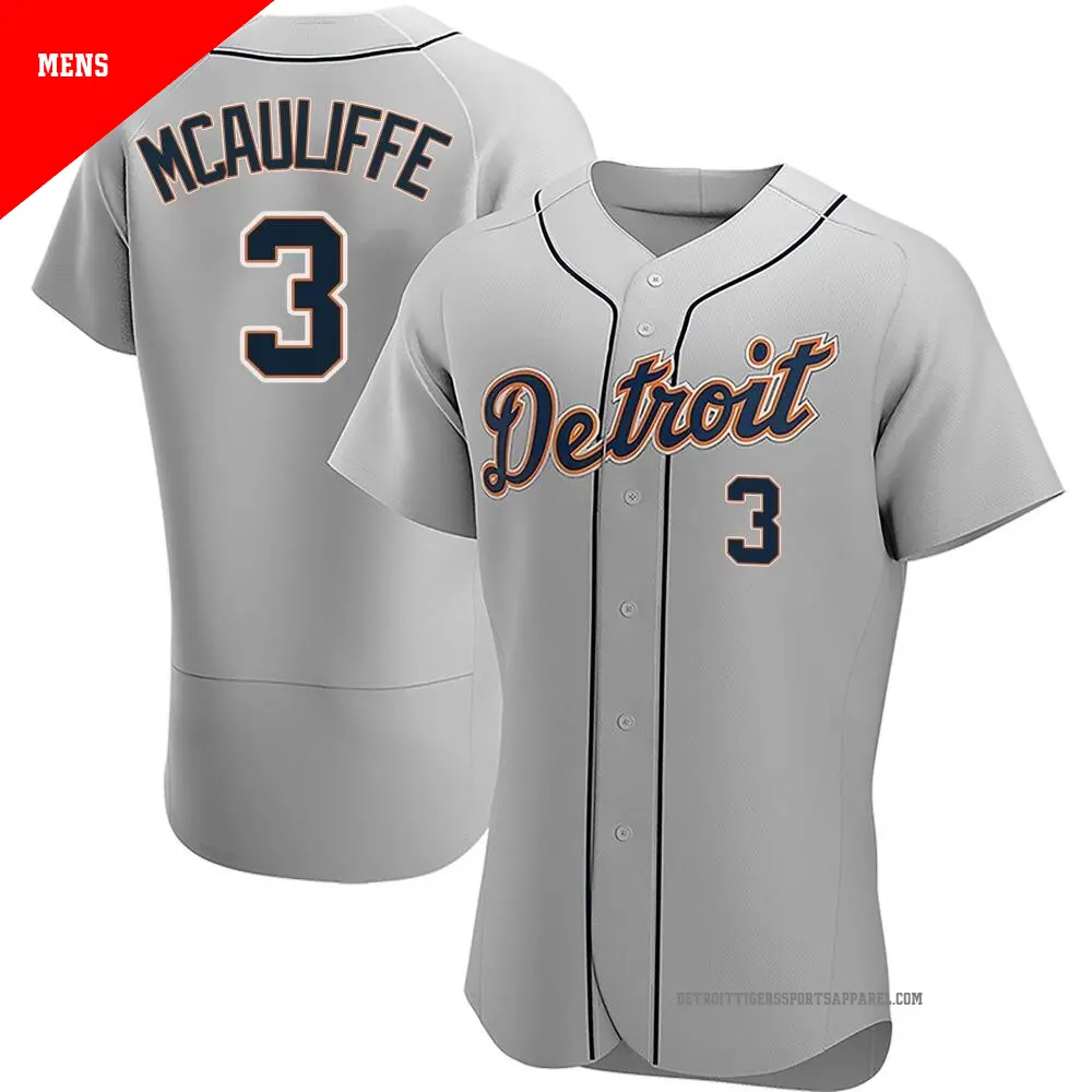 Men's ＃3 Dick Mcauliffe Detroit Tigers Gray Authentic Road Jersey