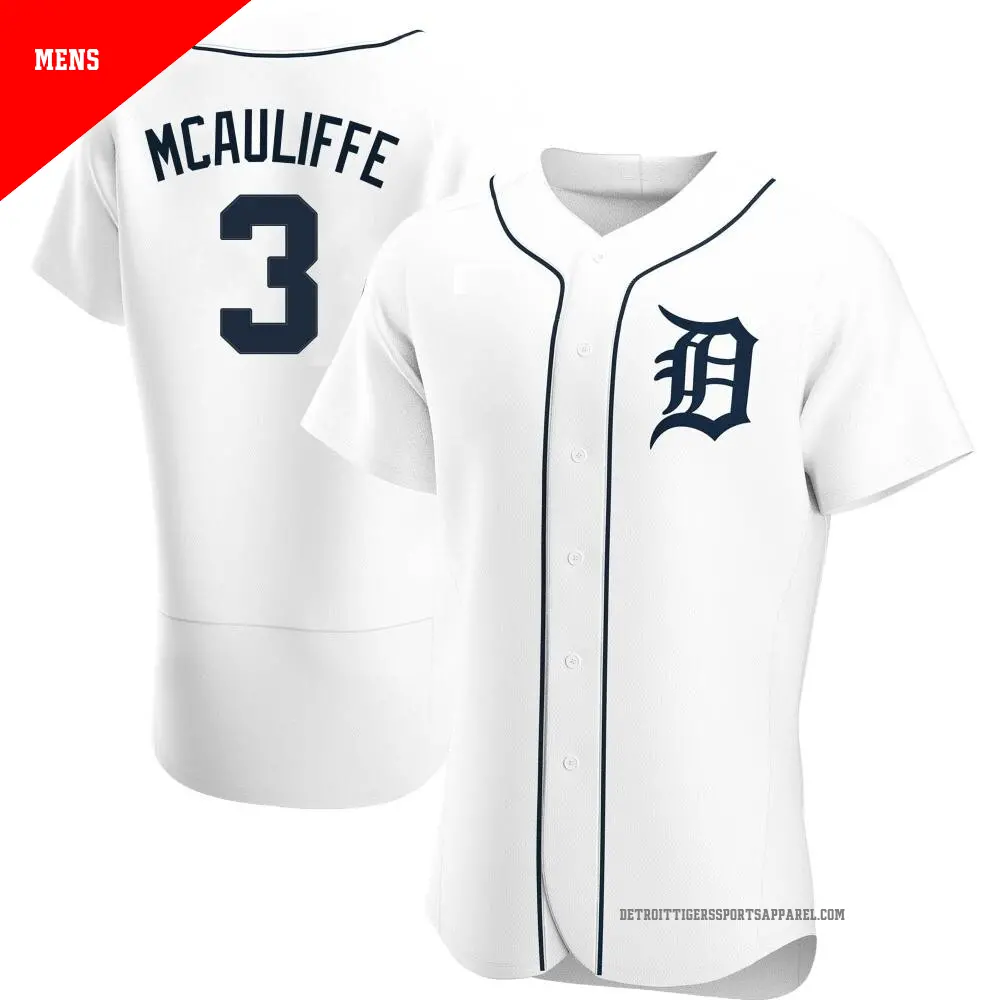 Men's ＃3 Dick Mcauliffe Detroit Tigers White Authentic Home Jersey
