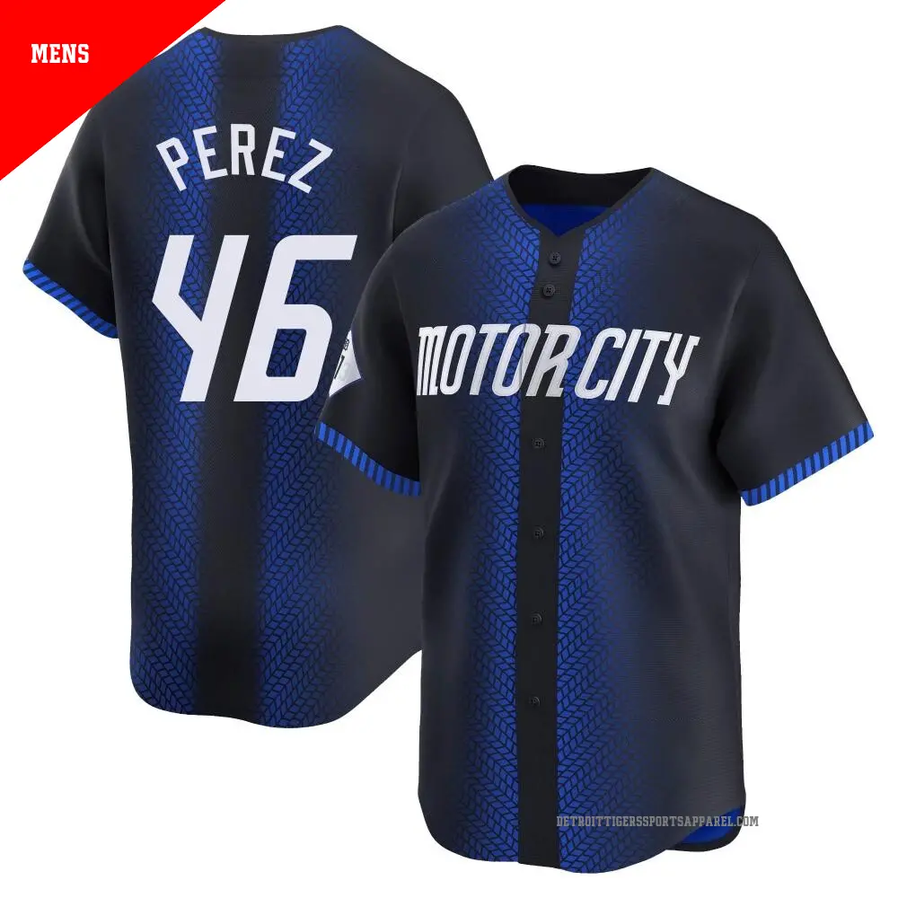 Men's ＃46 Wenceel Perez Detroit Tigers Blue Limited 2024 City Connect Jersey