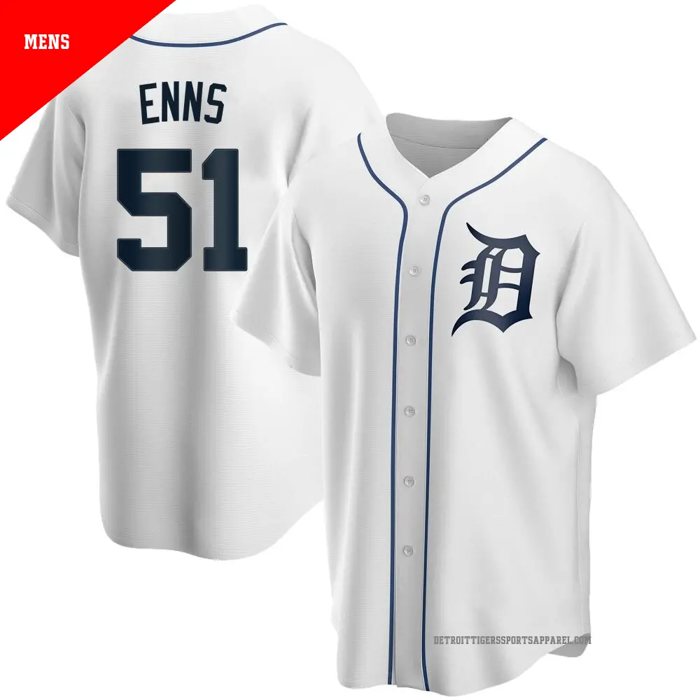 Men's ＃51 Dietrich Enns Detroit Tigers White Replica Home Jersey