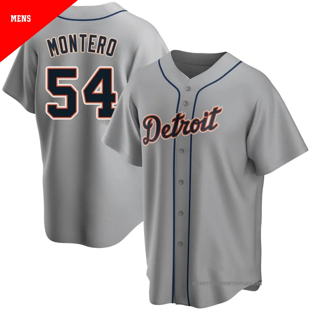 Men's ＃54 Keider Montero Detroit Tigers Gray Replica Road Jersey