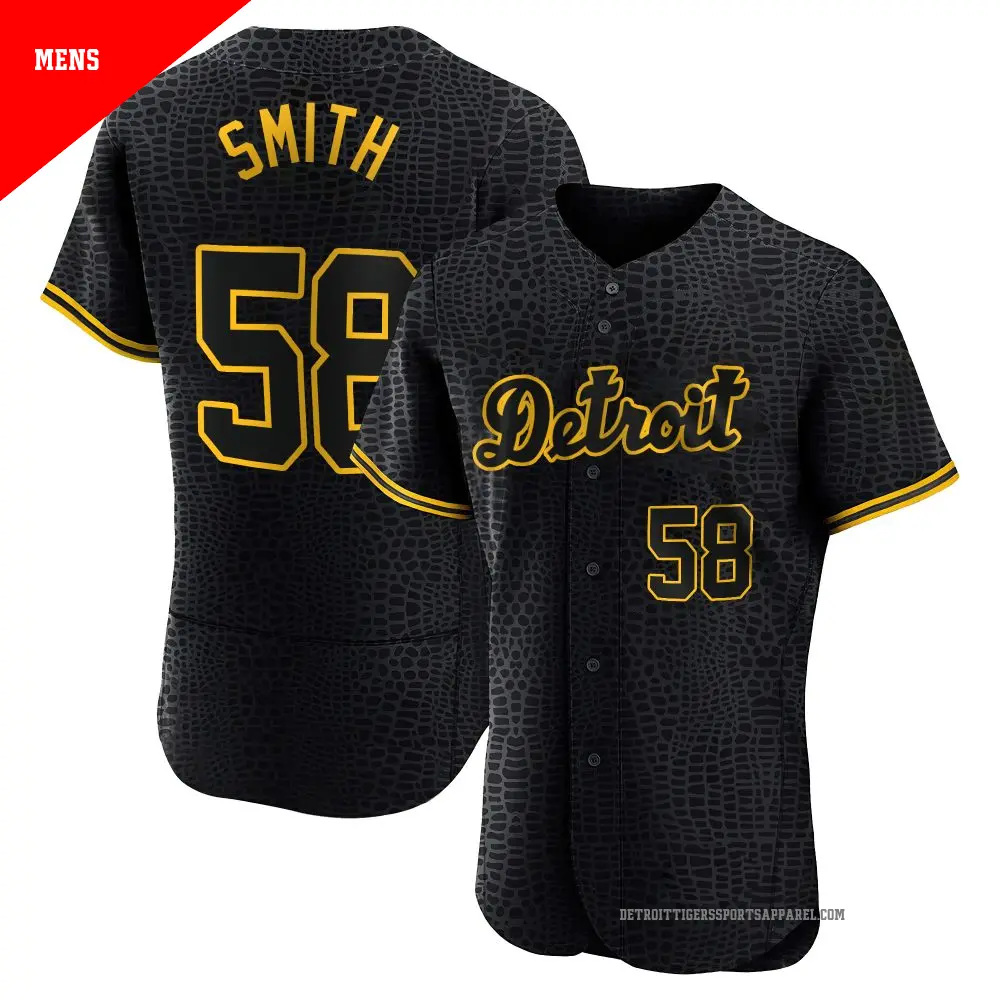 Men's ＃58 Dylan Smith Detroit Tigers Black Authentic Snake Skin City Jersey