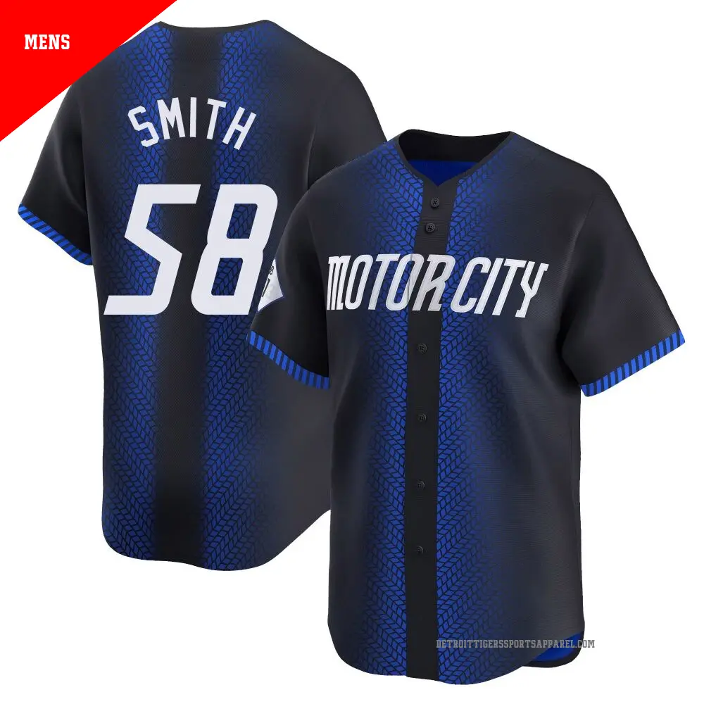 Men's ＃58 Dylan Smith Detroit Tigers Blue Limited 2024 City Connect Jersey
