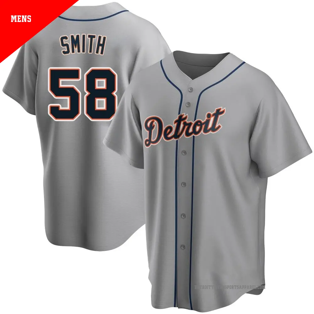 Men's ＃58 Dylan Smith Detroit Tigers Gray Replica Road Jersey