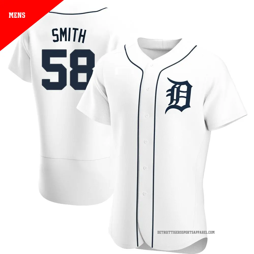 Men's ＃58 Dylan Smith Detroit Tigers White Authentic Home Jersey