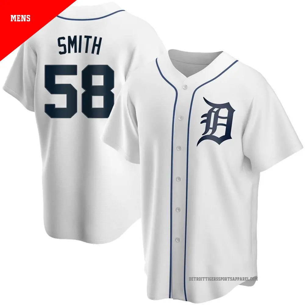 Men's ＃58 Dylan Smith Detroit Tigers White Replica Home Jersey