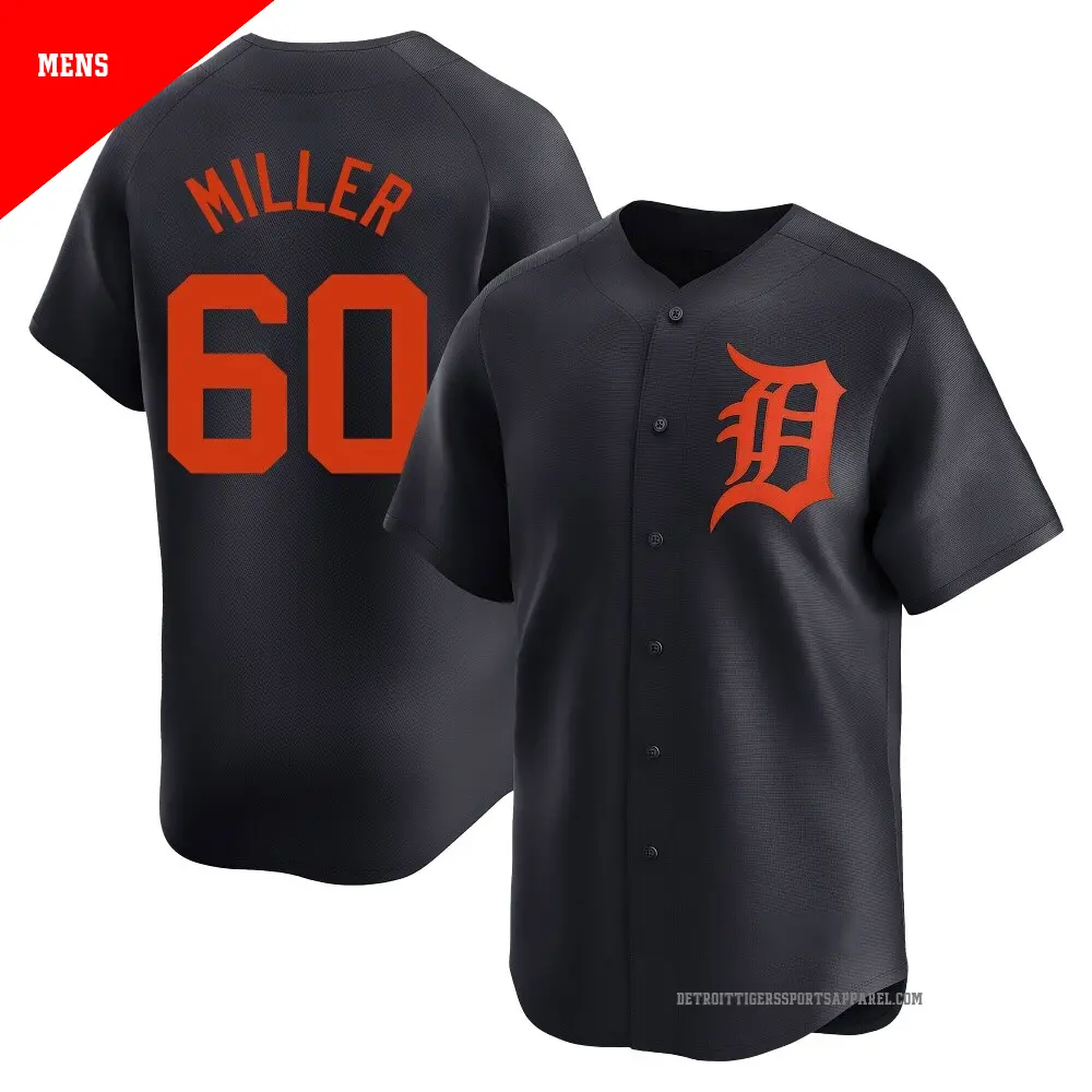 Men's ＃60 Jake Miller Detroit Tigers Navy Limited Alternate Jersey