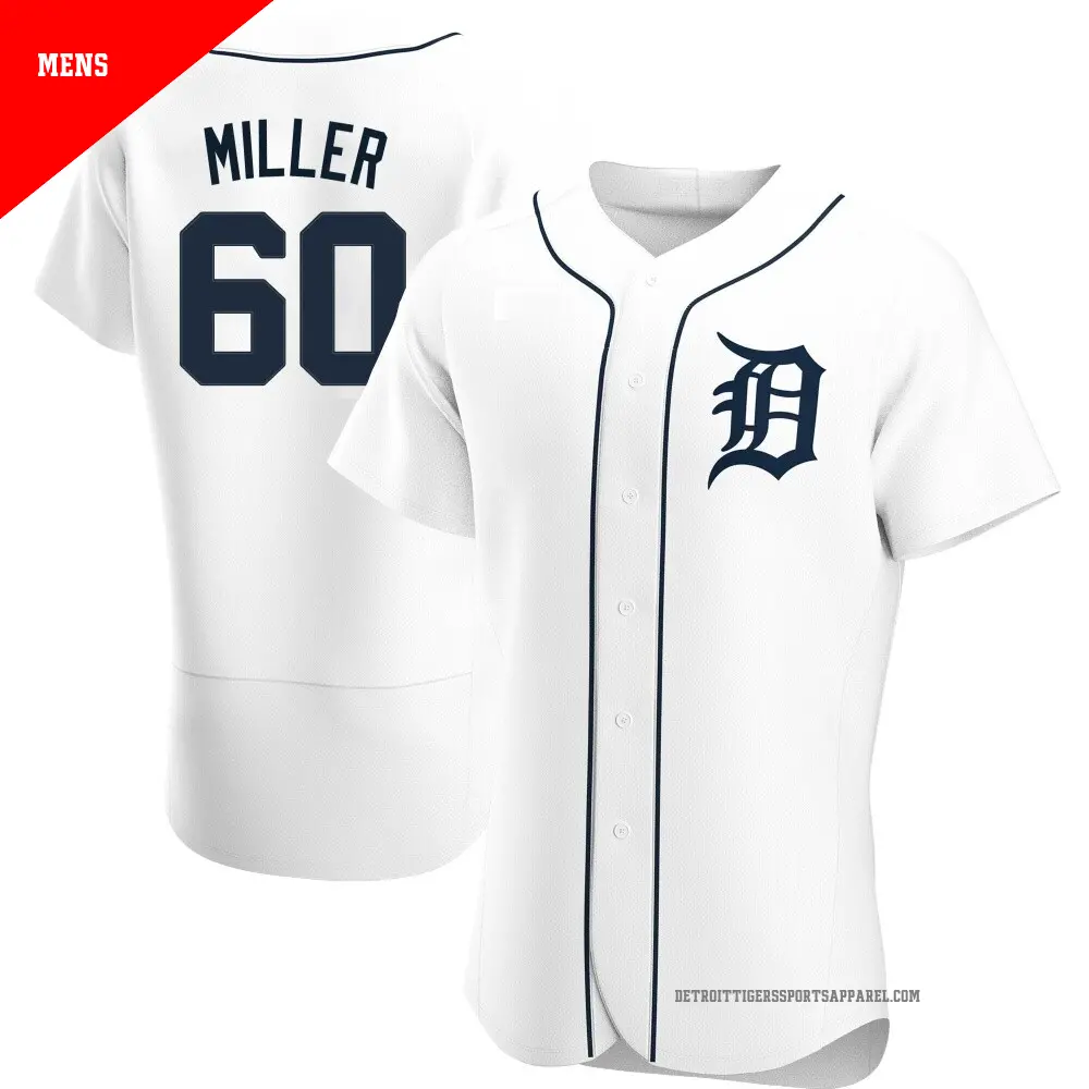 Men's ＃60 Jake Miller Detroit Tigers White Authentic Home Jersey