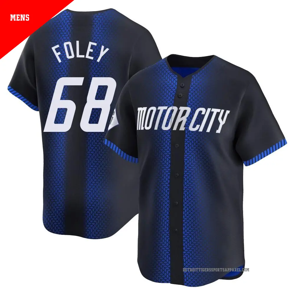 Men's ＃68 Jason Foley Detroit Tigers Blue Limited 2024 City Connect Jersey