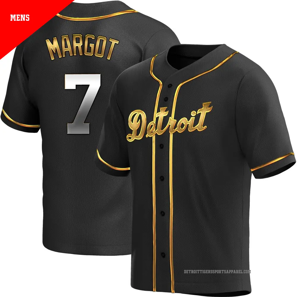 Men's ＃7 Manuel Margot Detroit Tigers Gold Replica Black en Alternate Jersey
