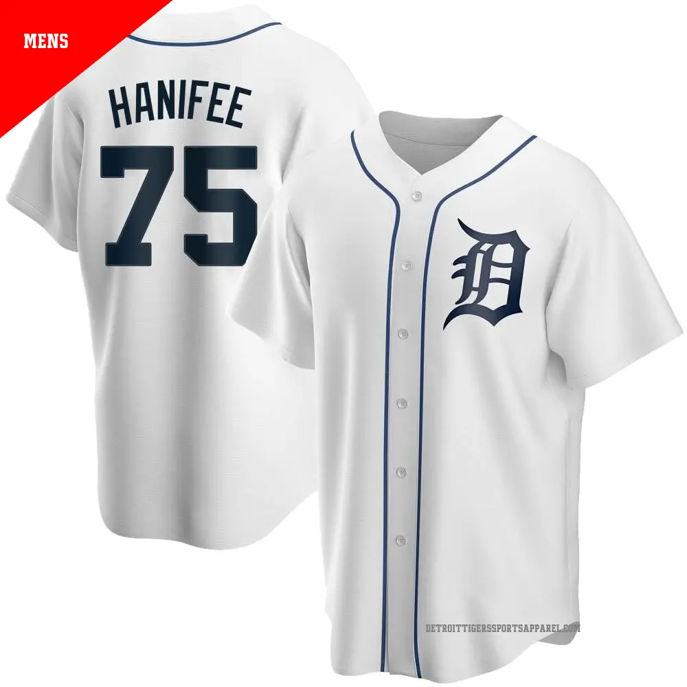 Men's ＃75 Brenan Hanifee Detroit Tigers White Replica Home Jersey