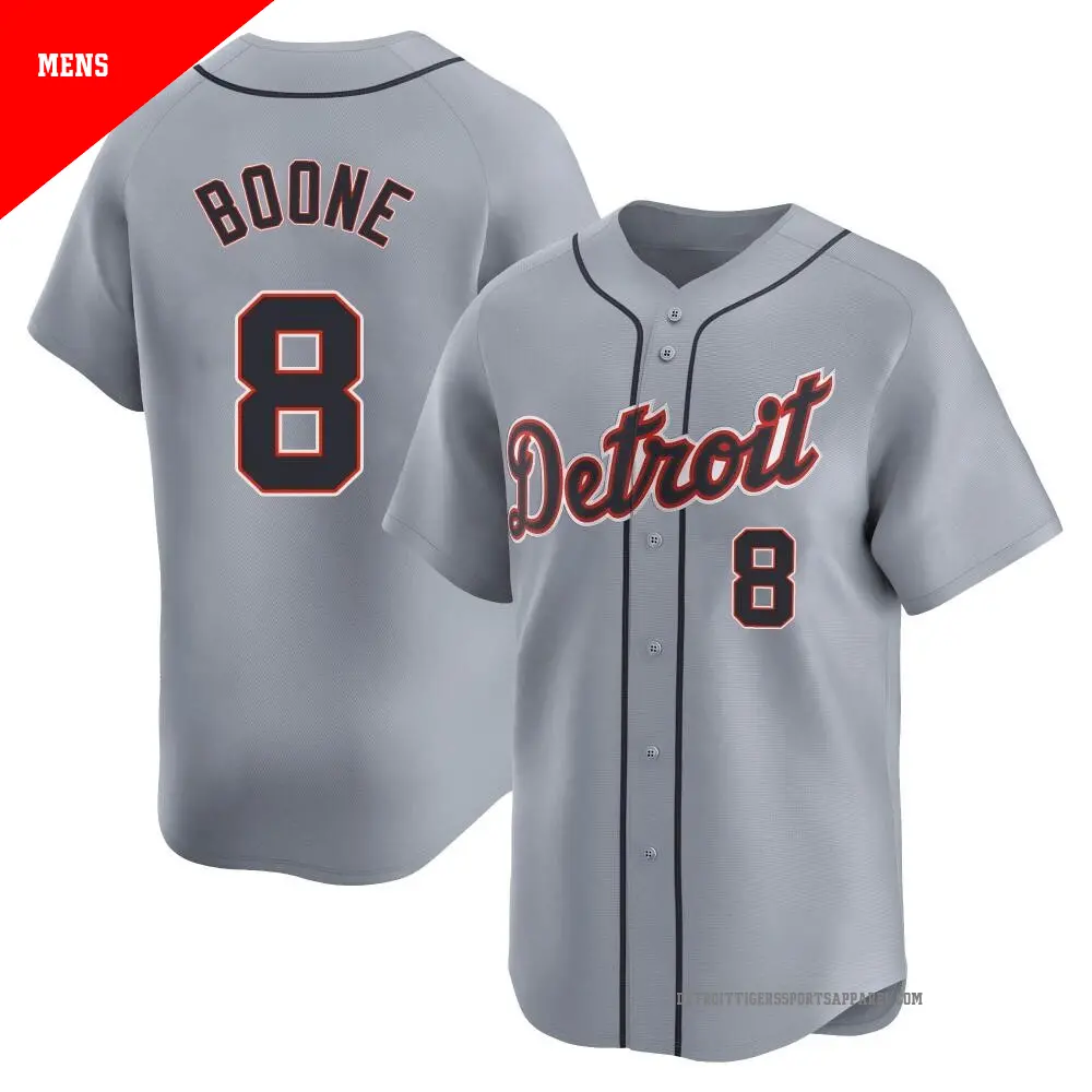 Men's ＃8 Ray Boone Detroit Tigers Gray Limited Road Jersey