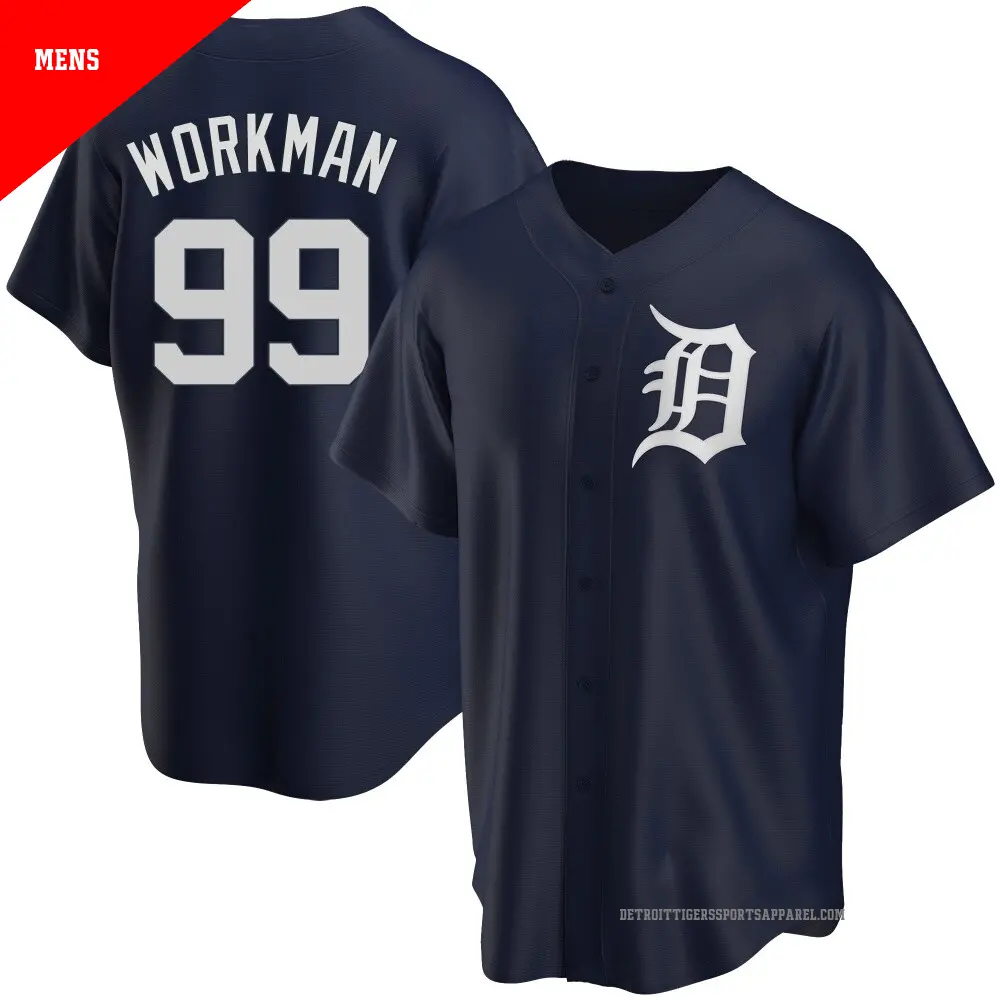 Men's ＃99 Gage Workman Detroit Tigers Navy Replica Alternate Jersey