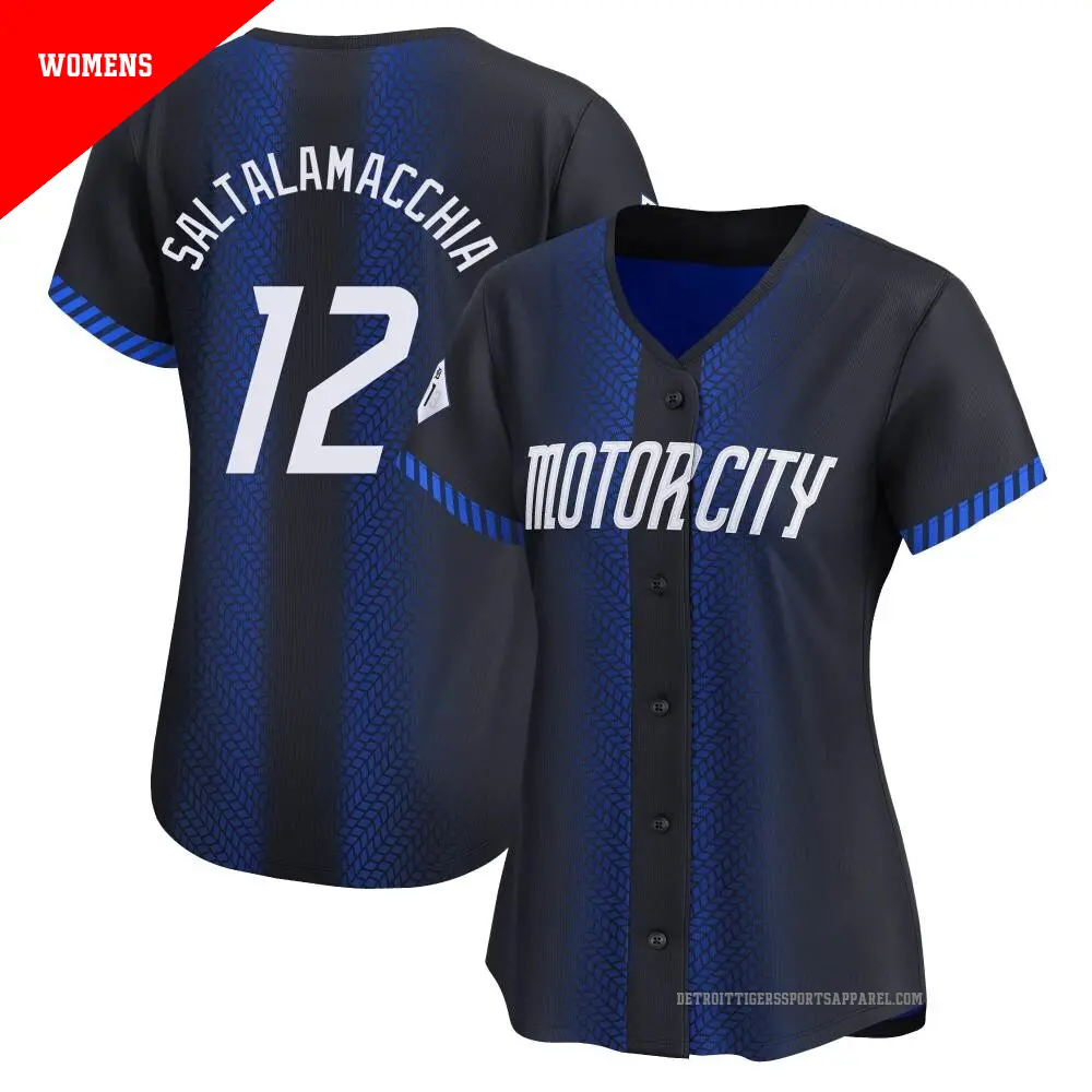 Women's ＃12 Jarrod Saltalamacchia Detroit Tigers Blue Limited 2024 City Connect Jersey