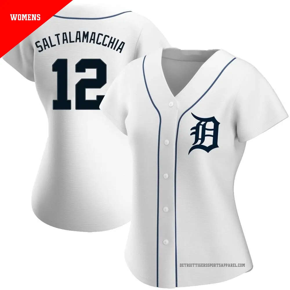 Women's ＃12 Jarrod Saltalamacchia Detroit Tigers White Authentic Home Jersey
