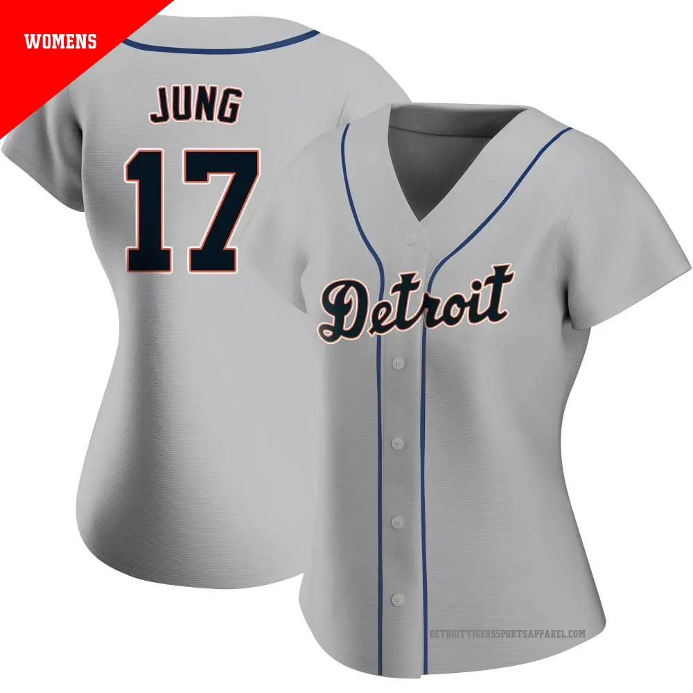 Women's ＃17 Jace Jung Detroit Tigers Gray Authentic Road Jersey