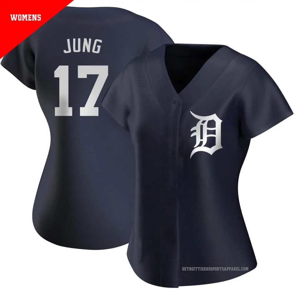 Women's ＃17 Jace Jung Detroit Tigers Navy Replica Alternate Jersey