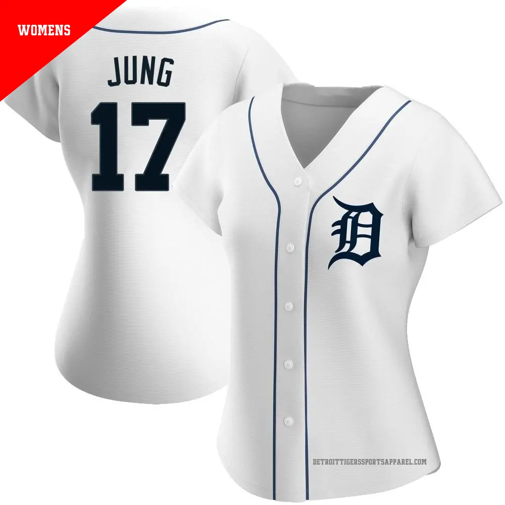 Women's ＃17 Jace Jung Detroit Tigers White Authentic Home Jersey
