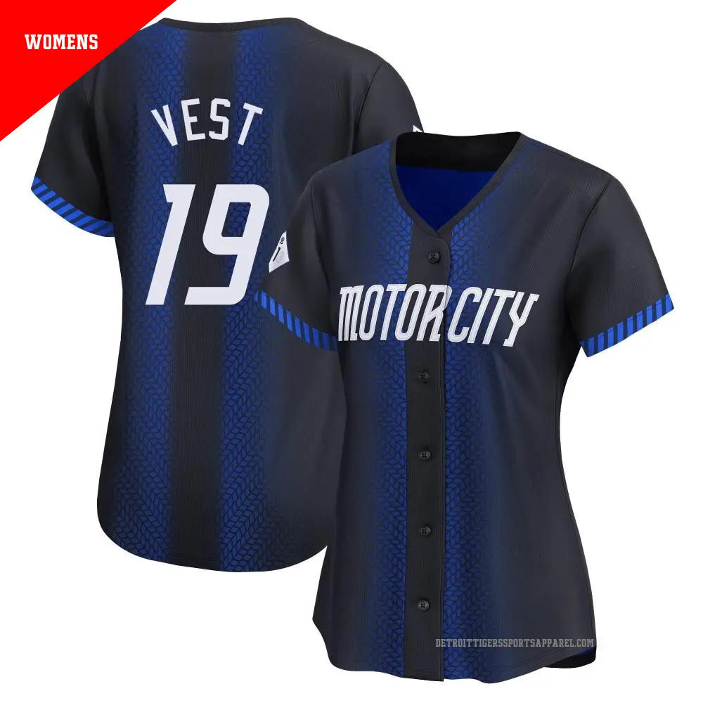 Women's ＃19 Will Vest Detroit Tigers Blue Limited 2024 City Connect Jersey