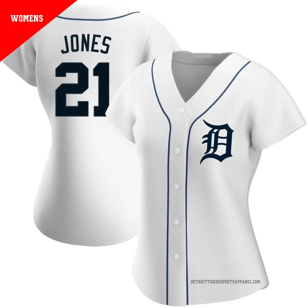 Women's ＃21 Jacoby Jones Detroit Tigers White Authentic JaCoby Jones Home Jersey