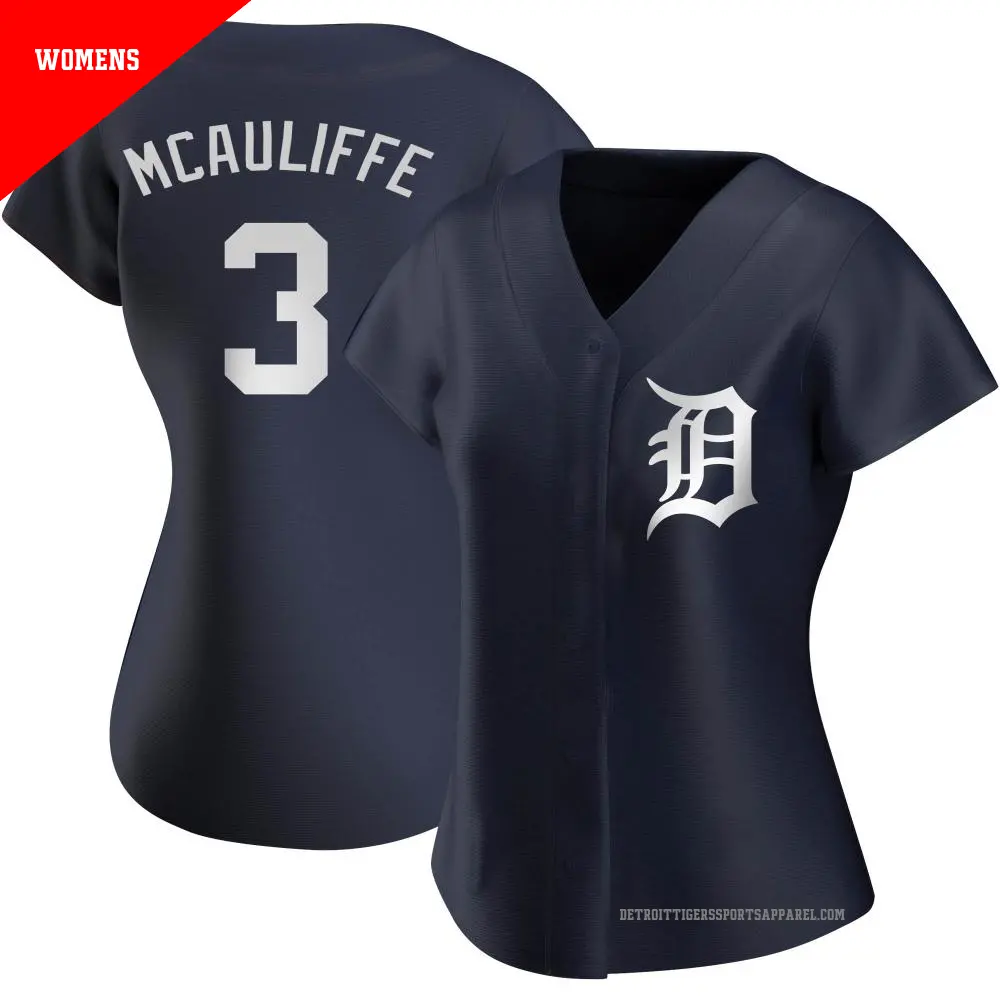 Women's ＃3 Dick Mcauliffe Detroit Tigers Navy Authentic Alternate Jersey