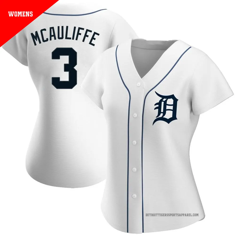 Women's ＃3 Dick Mcauliffe Detroit Tigers White Authentic Home Jersey