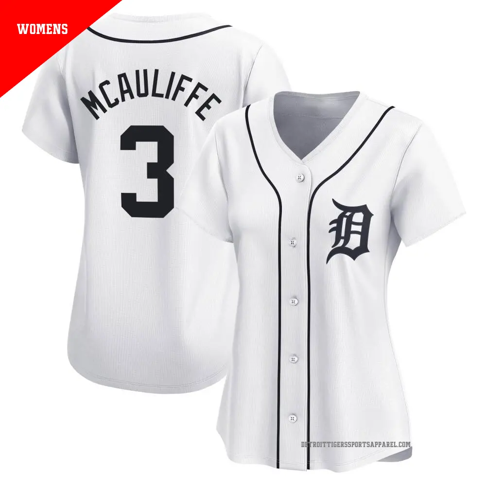Women's ＃3 Dick Mcauliffe Detroit Tigers White Limited Home Jersey