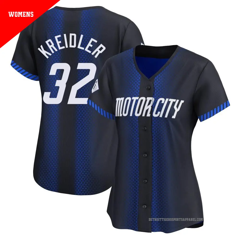 Women's ＃32 Ryan Kreidler Detroit Tigers Blue Limited 2024 City Connect Jersey