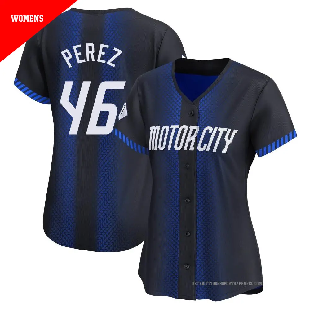 Women's ＃46 Wenceel Perez Detroit Tigers Blue Limited 2024 City Connect Jersey