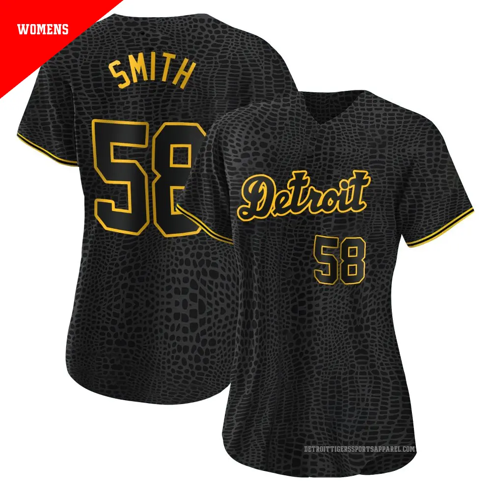 Women's ＃58 Dylan Smith Detroit Tigers Black Authentic Snake Skin City Jersey