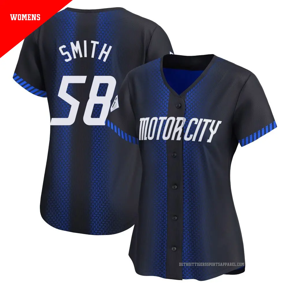 Women's ＃58 Dylan Smith Detroit Tigers Blue Limited 2024 City Connect Jersey