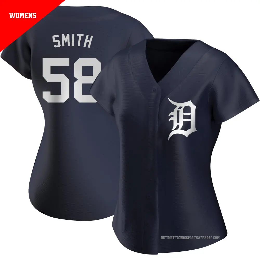 Women's ＃58 Dylan Smith Detroit Tigers Navy Replica Alternate Jersey