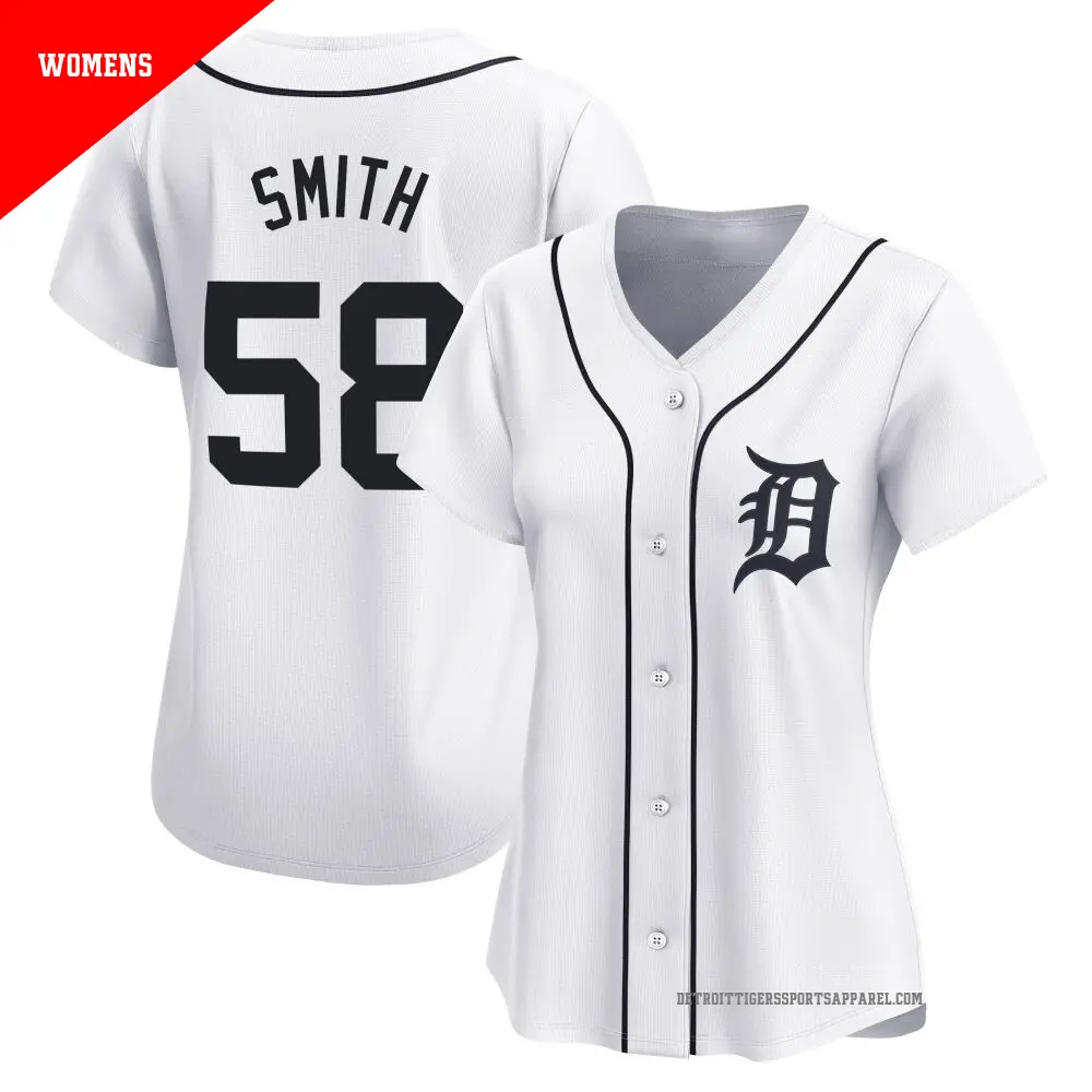 Women's ＃58 Dylan Smith Detroit Tigers White Limited Home Jersey