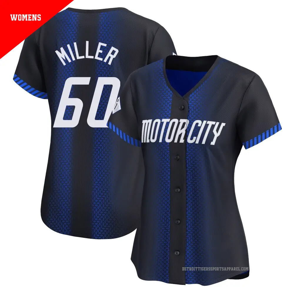Women's ＃60 Jake Miller Detroit Tigers Blue Limited 2024 City Connect Jersey