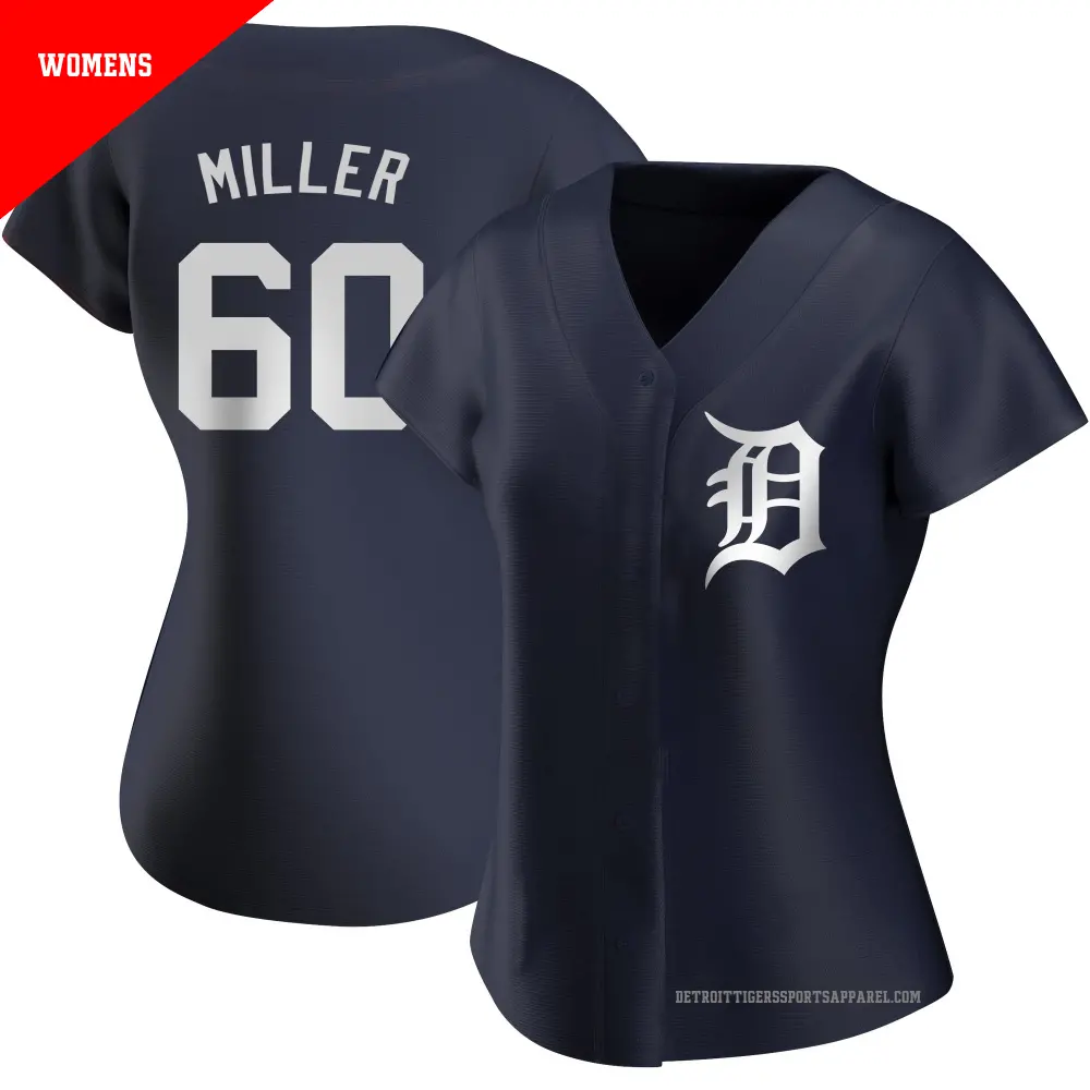 Women's ＃60 Jake Miller Detroit Tigers Navy Replica Alternate Jersey