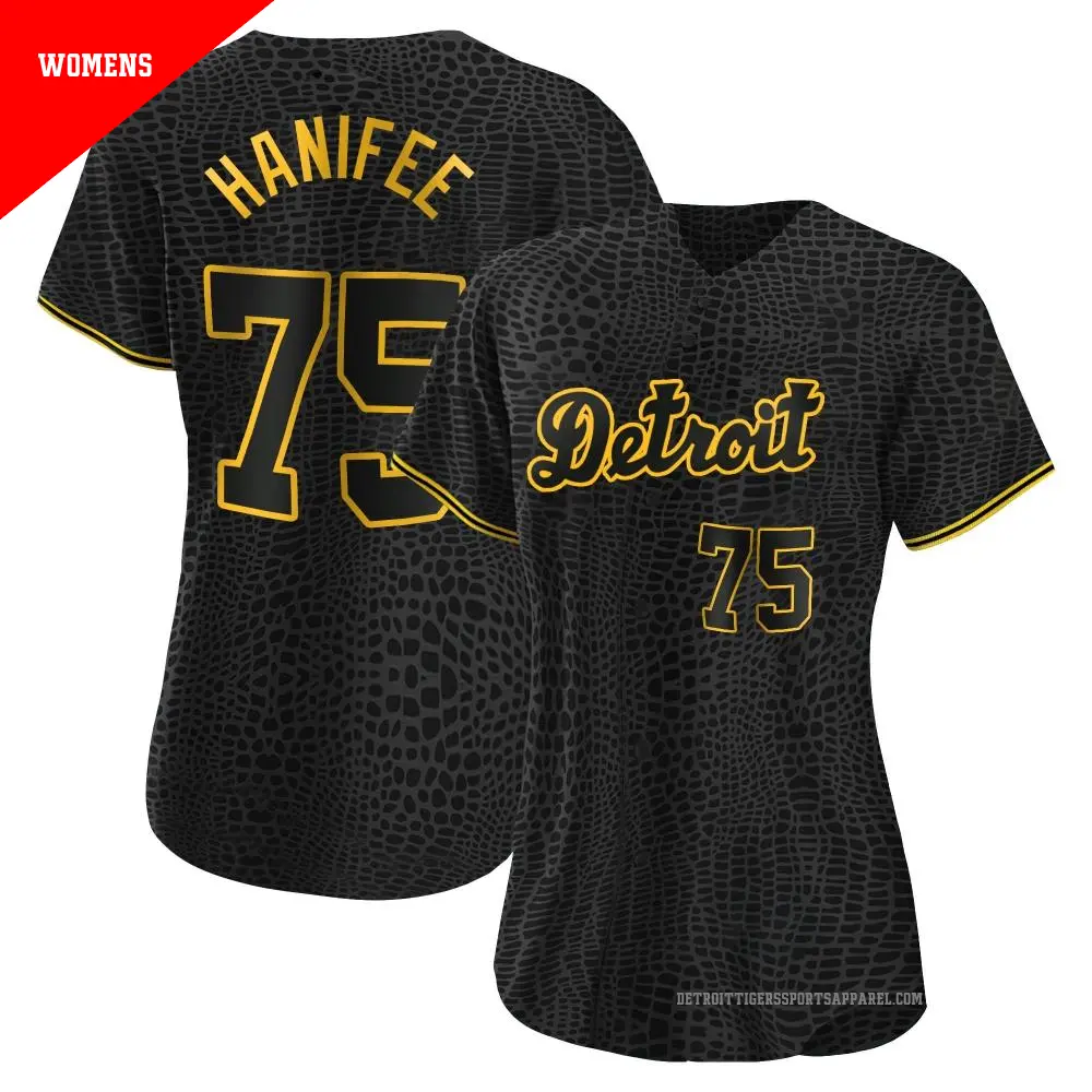 Women's ＃75 Brenan Hanifee Detroit Tigers Black Authentic Snake Skin City Jersey