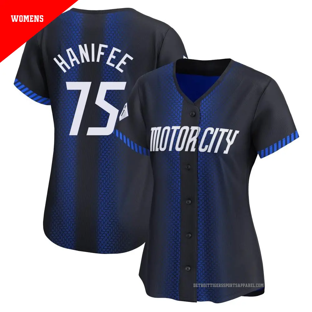 Women's ＃75 Brenan Hanifee Detroit Tigers Blue Limited 2024 City Connect Jersey
