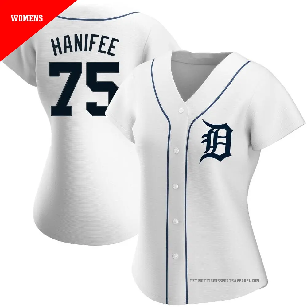 Women's ＃75 Brenan Hanifee Detroit Tigers White Authentic Home Jersey