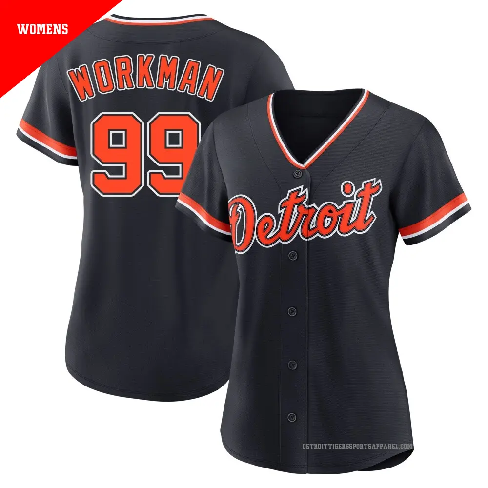Women's ＃99 Gage Workman Detroit Tigers Navy Replica Alternate 2nd Jersey