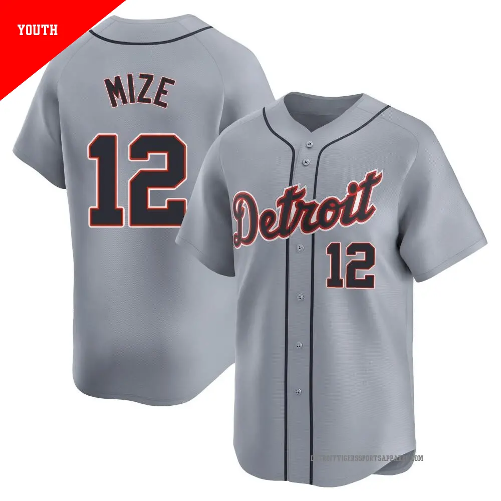 Youth ＃12 Casey Mize Detroit Tigers Gray Limited Road Jersey