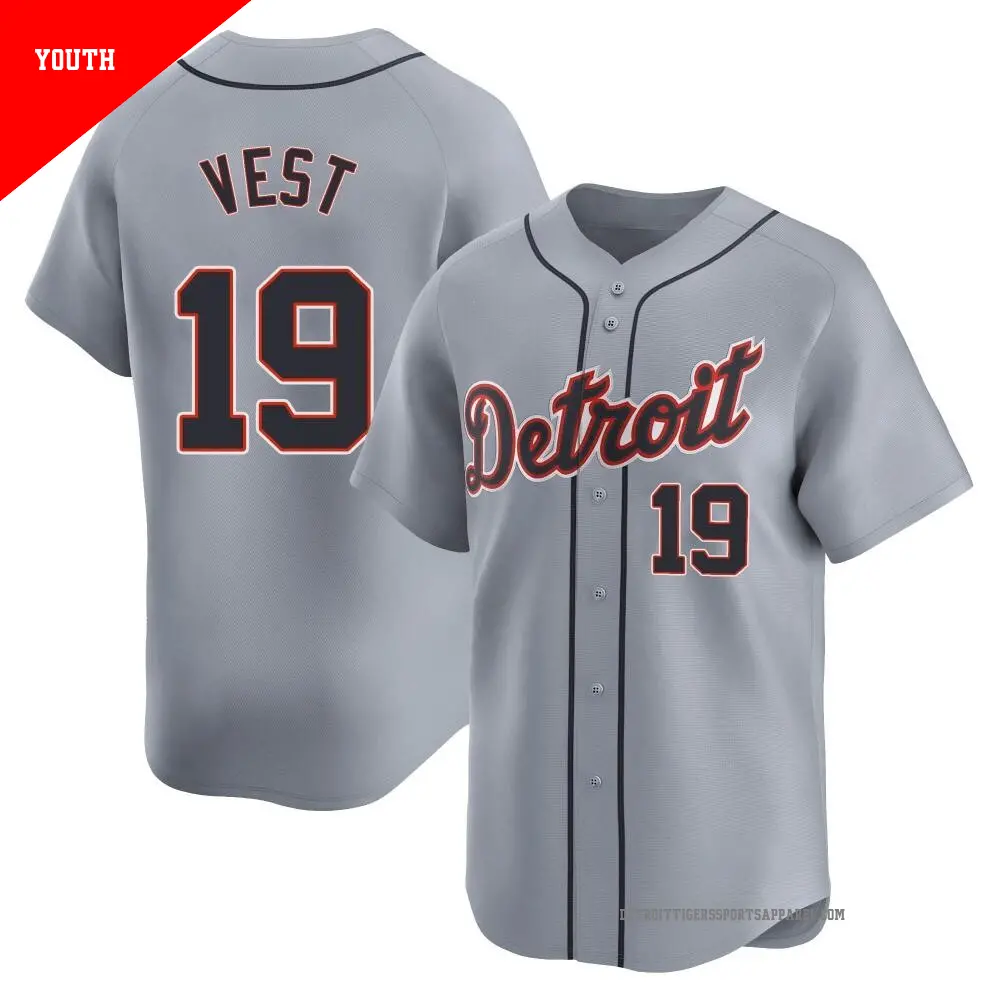 Youth ＃19 Will Vest Detroit Tigers Gray Limited Road Jersey