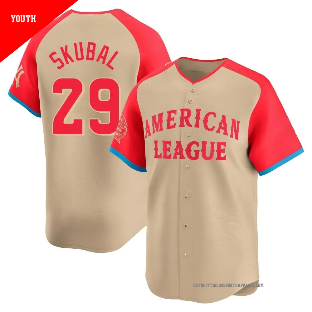 Youth ＃29 Tarik Skubal Detroit Tigers Cream Limited American League 2024 All-Star Game Jersey