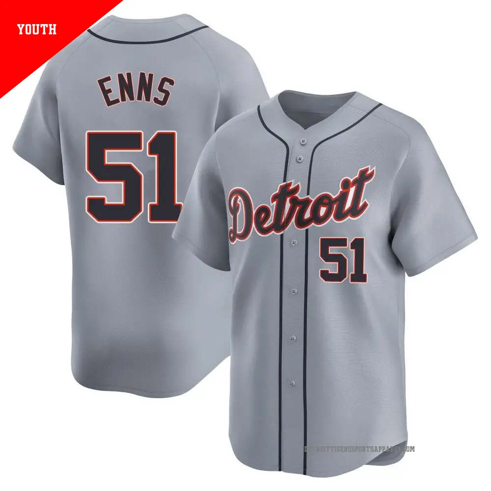 Youth ＃51 Dietrich Enns Detroit Tigers Gray Limited Road Jersey