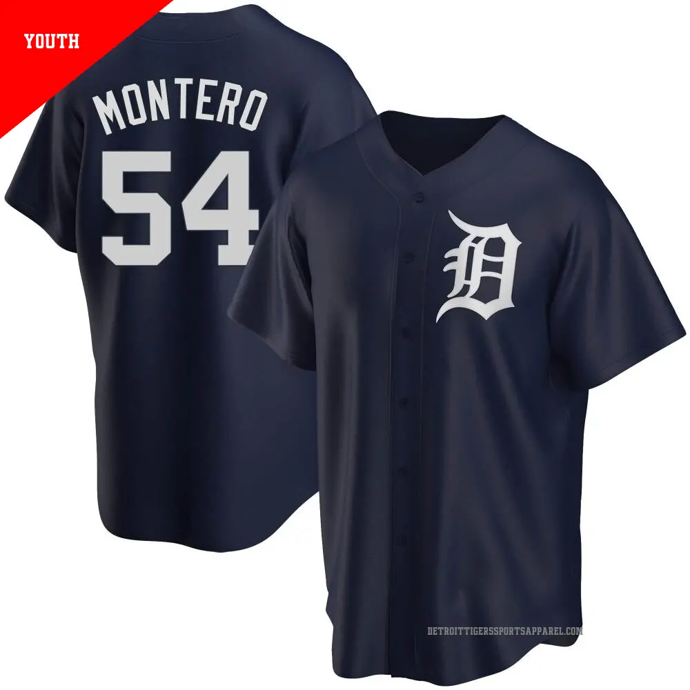 Youth ＃54 Keider Montero Detroit Tigers Navy Replica Alternate Jersey